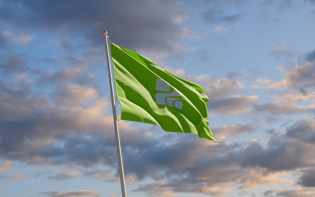 Drapeau de la préfecture de Tochigi Japon sur le ciel. Illustration 3D