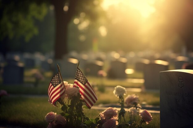 Photo un drapeau qui dit memorial day of a true day sur la couverture d'un drapeau