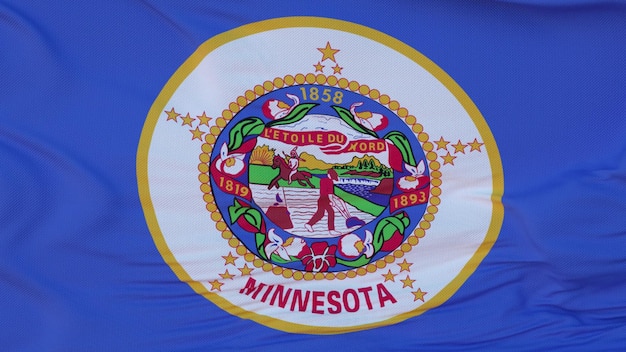 Drapeau de la région de l'état du Minnesota des États-Unis agitant au vent illustration 3d