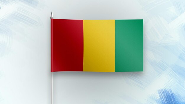 Drapeau de rendu 3D de la Guinée sur un fond de texture bleu