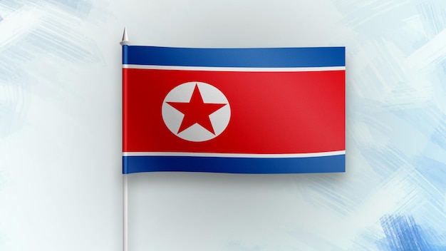 drapeau de rendu 3D north_korea sur un fond de texture bleu