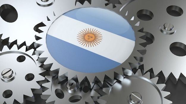 Drapeau de la République argentine avec engrenages