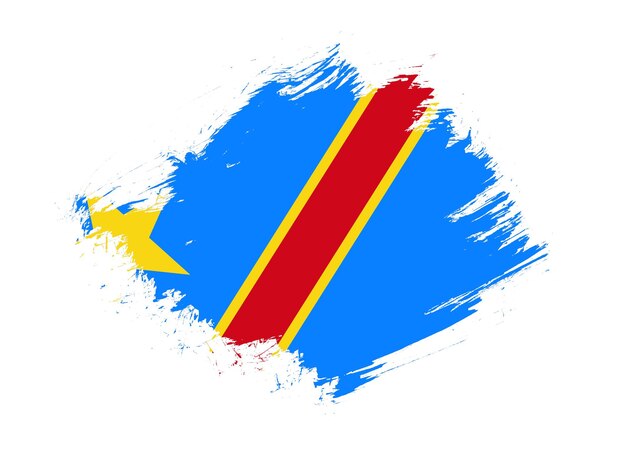 Drapeau de la république démocratique du congo avec effet de texture de pinceau abstrait sur fond blanc