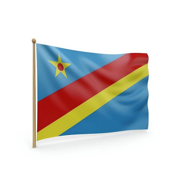 Drapeau de la république démocratique du congo sur fond blanc