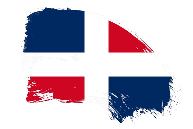 Drapeau de la république dominicaine sur fond blanc avec effet de texture pinceau abstrait