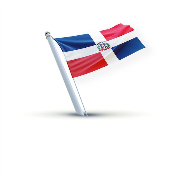 Un drapeau de la République dominicaine sur un fond blanc utilisé pour les médias sociaux