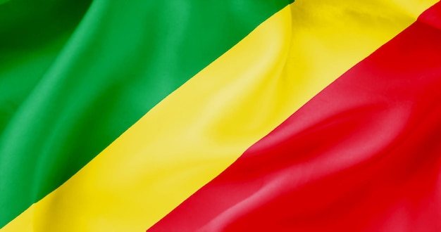 Le drapeau de la République du Congo, le drapeau d'un pays libre, flottant dans le vent, les textiles.