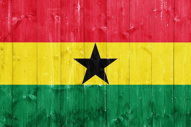 Drapeau de la République du Ghana sur un fond texturé Collage conceptuel