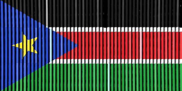 Drapeau de la République du Soudan du Sud sur un fond texturé Collage conceptuel