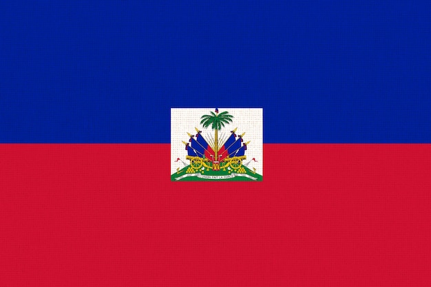 drapeau de la République d'Haïti Drapeau national haïtien sur surface de tissu Symbole de l'État