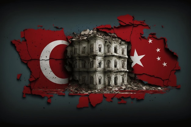 Drapeau de la république de Turquie Tremblement de terre turc