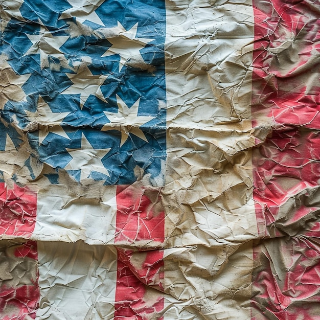 Photo un drapeau rouge, blanc et bleu est posé sur un morceau de tissu