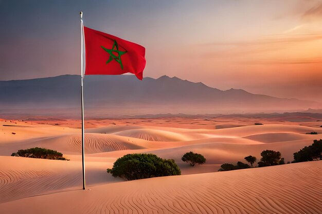 Photo un drapeau rouge avec une montagne en arrière-plan