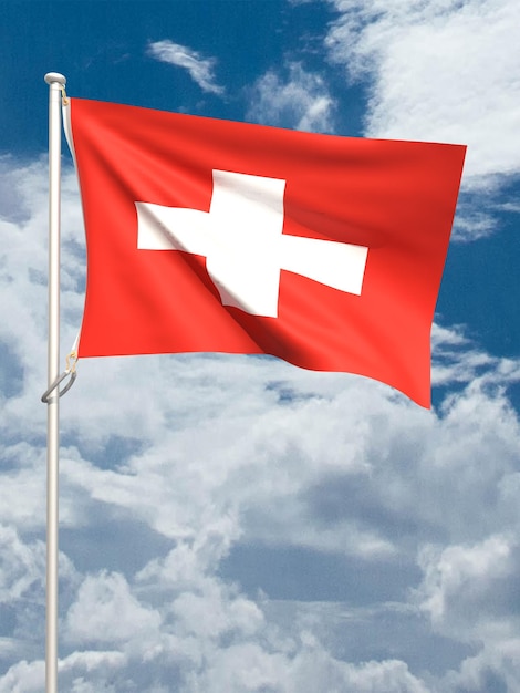 Un drapeau rouge avec le mot suisse dessus