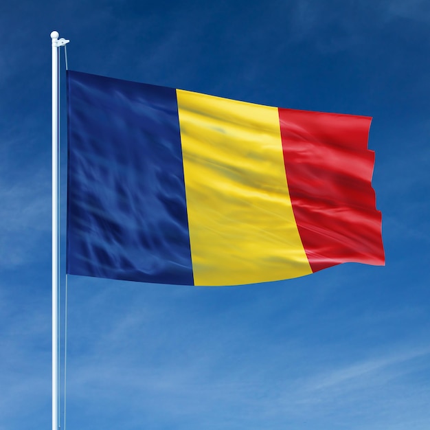 Drapeau de la Roumanie sur mât