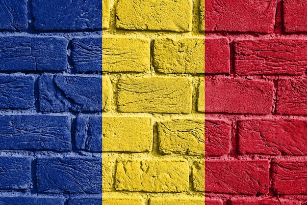 Drapeau de la Roumanie sur le mur