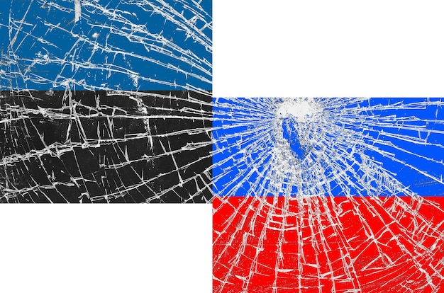 Photo drapeau russe avec des fissures mauvaises relations avec les pays