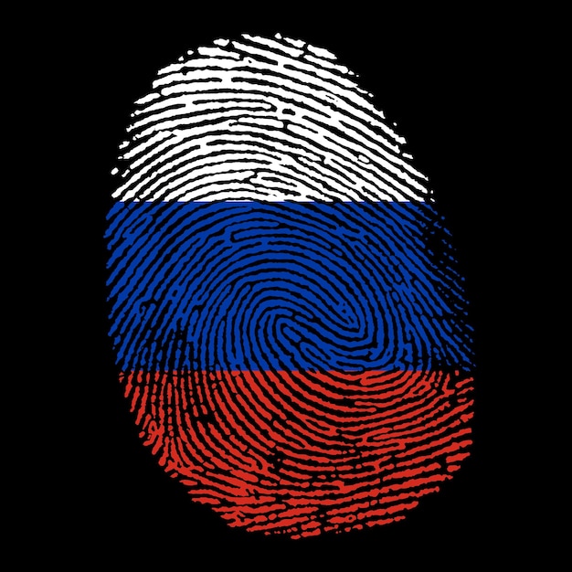 drapeau de la russie sur l'empreinte du doigt