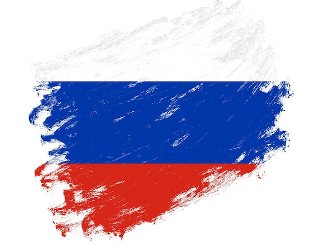 Drapeau de la Russie peint sur un fond blanc de coup de pinceau grunge