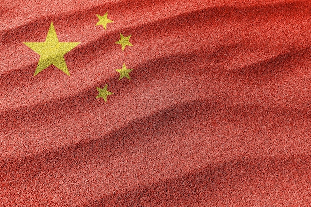 Drapeau de sable de Chine, fond de sable de drapeau national