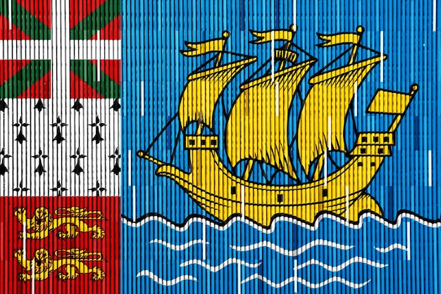 Drapeau de Saint-Pierre et Miquelon sur un fond texturé Collage conceptuel