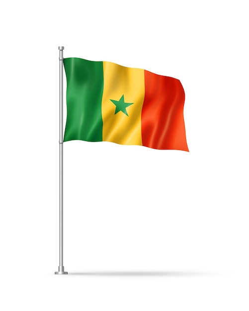 Drapeau sénégalais isolé sur blanc