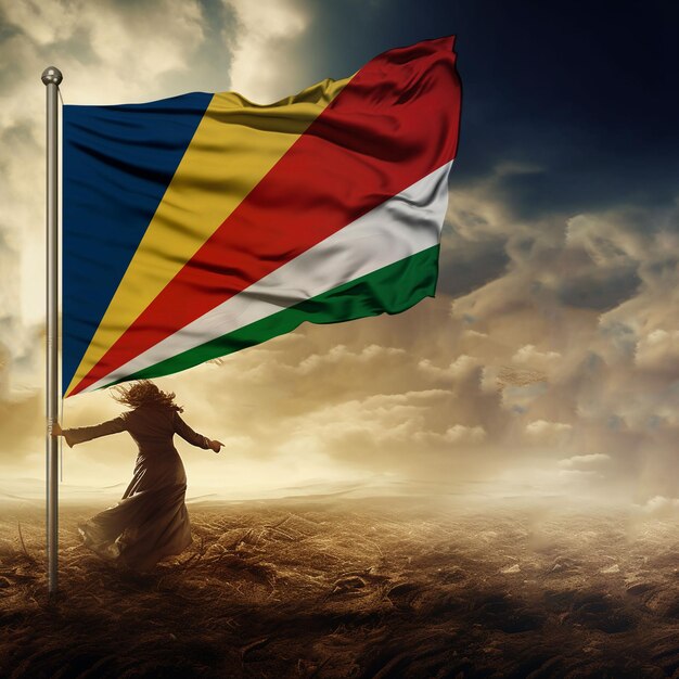 Photo drapeau des seychelles drapeau international rendu en 3d