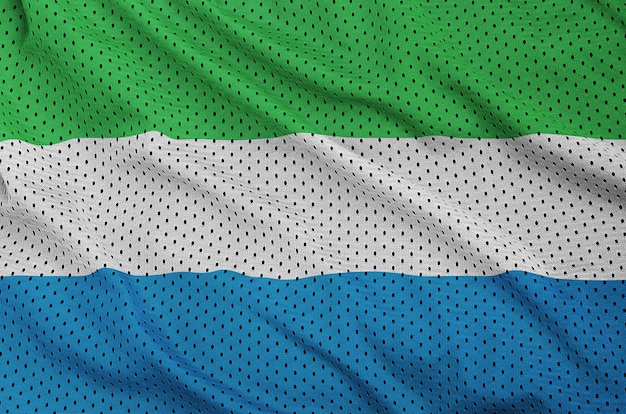 Photo drapeau de la sierra leone imprimé sur un tissu de nylon pour sportswear en nylon et sportswear