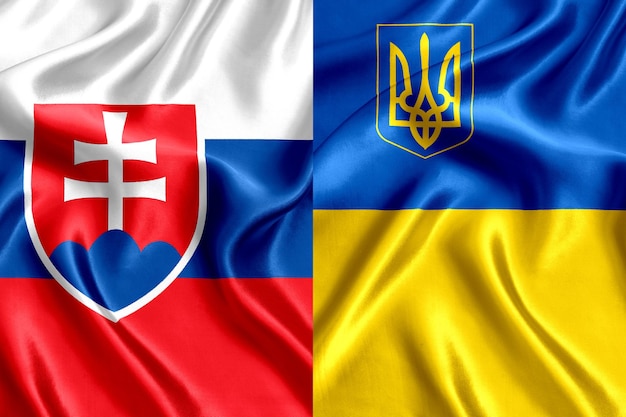 Drapeau de la Slovaquie et de l'Ukraine