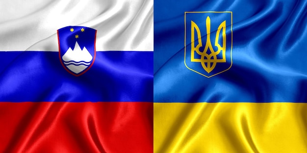 Drapeau de la Slovénie et de l'Ukraine