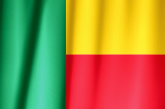 Drapeau en soie du Bénin. Drapeau du Bénin de tissu en soie.