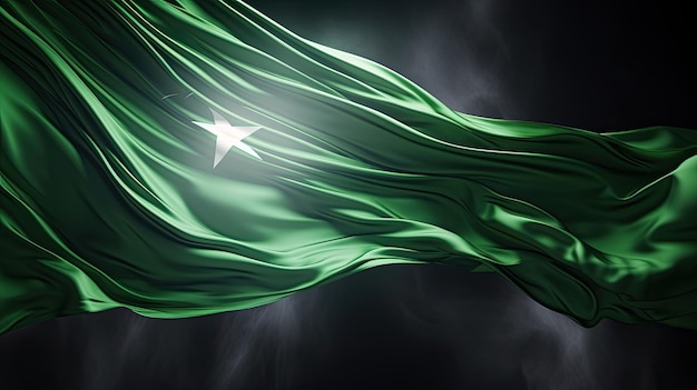 Le drapeau de soie du Pakistan 8k éclairage réaliste HD