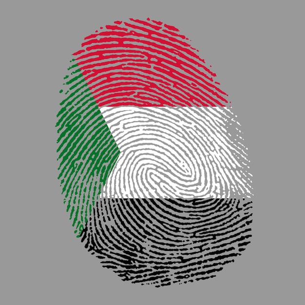 drapeau soudanais sur l'empreinte digitale