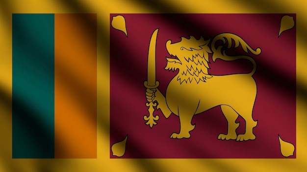 Photo drapeau sri lanka agitant au vent avec un fond de style 3d