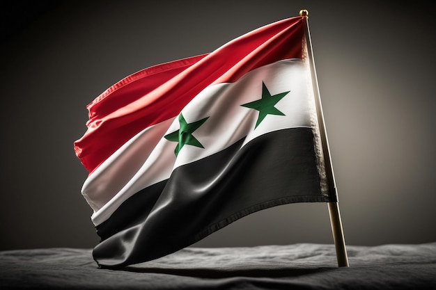 Drapeau de la Syrie, concept lié au tremblement de terre en Syrie et en Turquie. La solidarité est un acte de bienveillance.