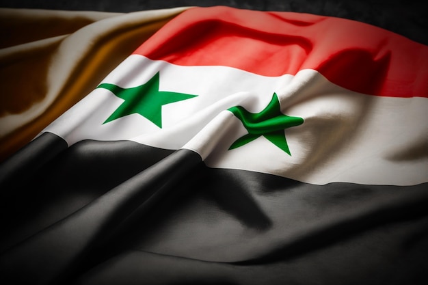 Photo drapeau de la syrie, concept lié au tremblement de terre en syrie et en turquie. la solidarité est un acte de bienveillance.