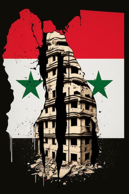 Drapeau de la Syrie. Syrie tremblement de terre pays 2023. priez