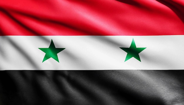 Photo drapeau syrien avec des plis de texture satin visible