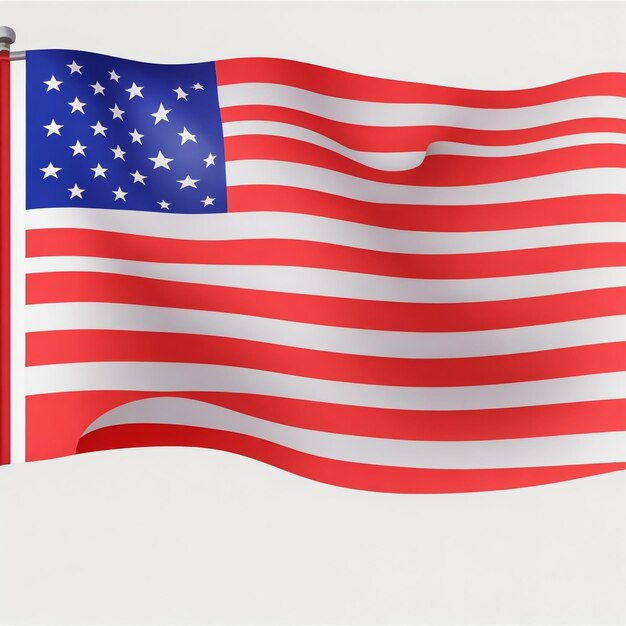 Drapeau des États-Unis agitant dans le vent fond blanc image de rendu 3D réaliste