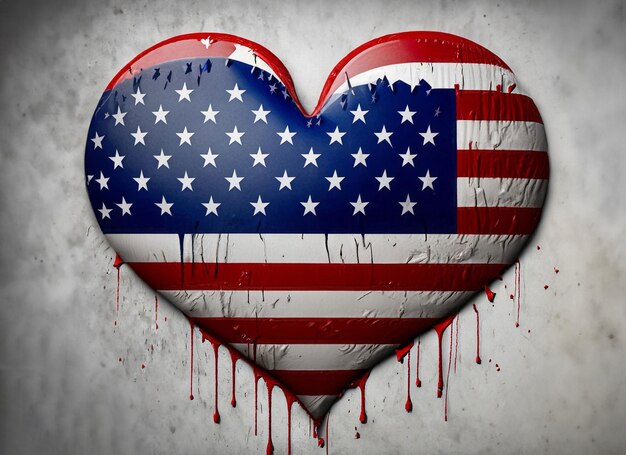 Drapeau des États-Unis d'Amérique avec conception d'illustration vectorielle en forme de coeur