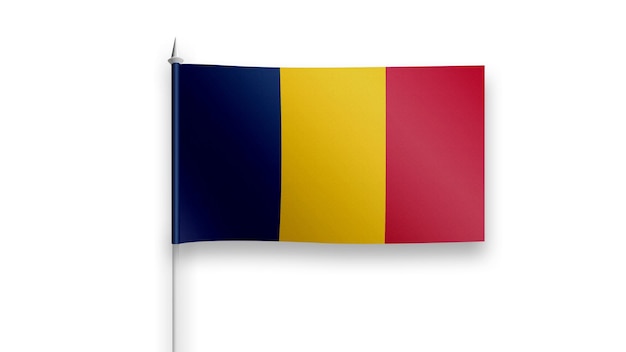 Photo drapeau tchad sur fond blanc