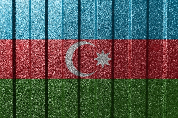 Drapeau texturé de l'Azerbaïdjan sur le mur métallique Fond géométrique abstrait naturel coloré avec des lignes