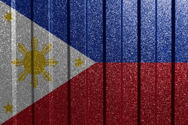 Drapeau texturé des Philippines sur le mur métallique Fond géométrique abstrait naturel coloré avec des lignes