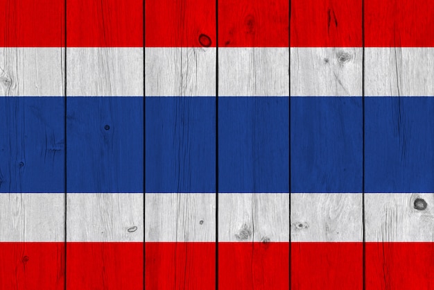 Drapeau de la Thaïlande peint sur une vieille planche de bois