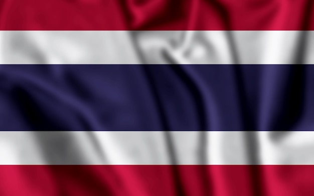 Photo drapeau de la thaïlande sur une texture de soie douce et lisse