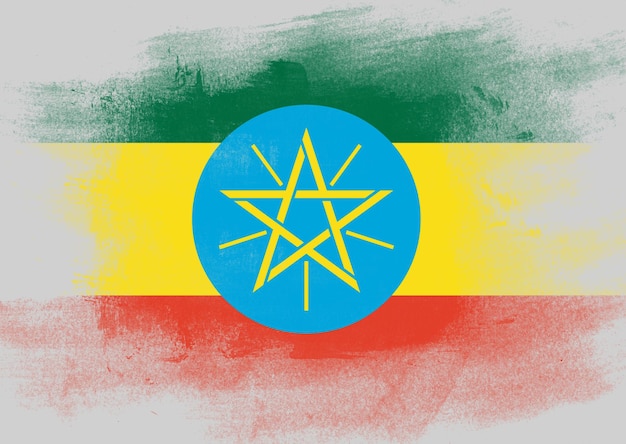 Drapeau de l'Éthiopie peint au pinceau