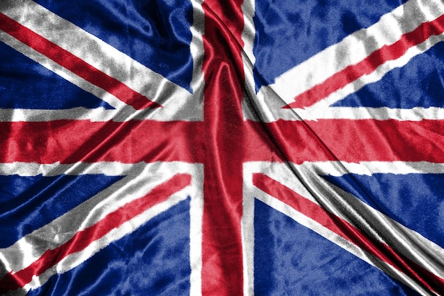 Drapeau en tissu du Royaume-Uni Drapeau en satin Agitant le tissu Texture du drapeau