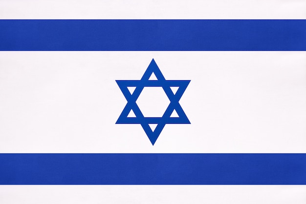 Drapeau de tissu national d'Israël, symbole du pays de l'est du monde international.