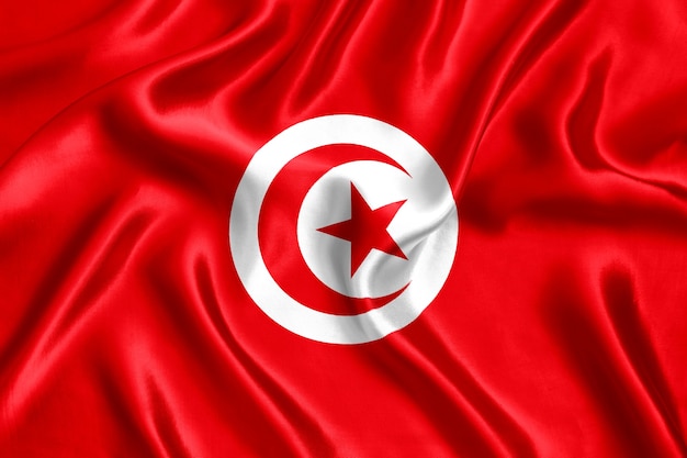 Drapeau de la Tunisie close-up de soie