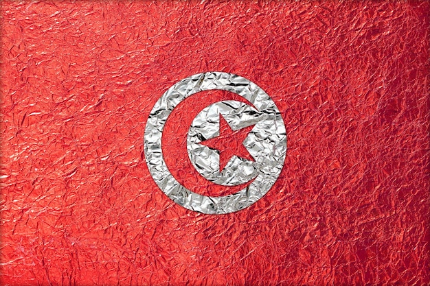 Drapeau de la Tunisie fait fond de texture de papier d'aluminium